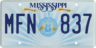 MS license plate MFN837