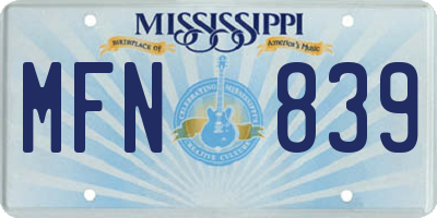 MS license plate MFN839