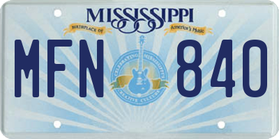 MS license plate MFN840