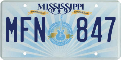 MS license plate MFN847