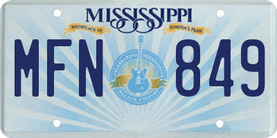 MS license plate MFN849