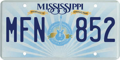 MS license plate MFN852