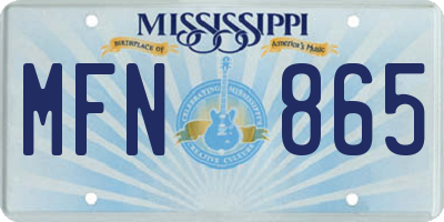 MS license plate MFN865