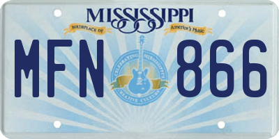 MS license plate MFN866