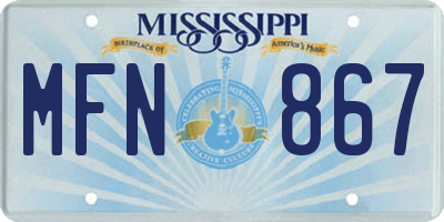 MS license plate MFN867