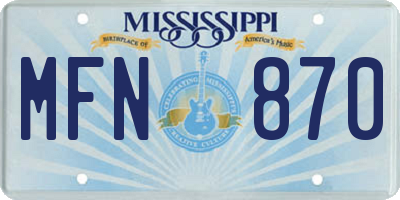 MS license plate MFN870