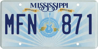 MS license plate MFN871