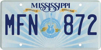 MS license plate MFN872