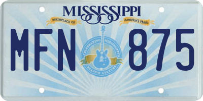MS license plate MFN875