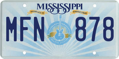 MS license plate MFN878