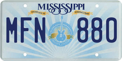 MS license plate MFN880