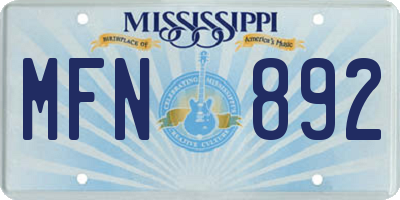 MS license plate MFN892