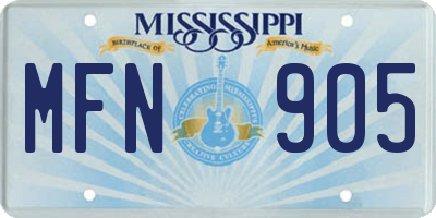 MS license plate MFN905