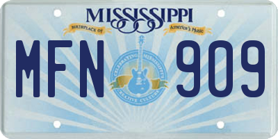 MS license plate MFN909