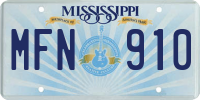 MS license plate MFN910