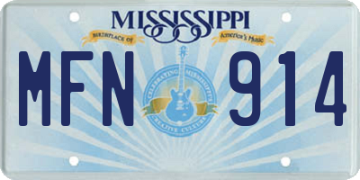 MS license plate MFN914
