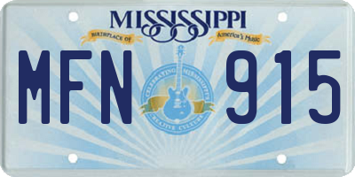 MS license plate MFN915