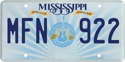 MS license plate MFN922
