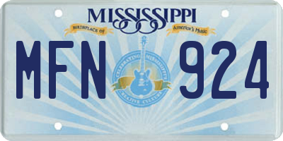 MS license plate MFN924