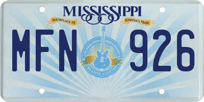 MS license plate MFN926