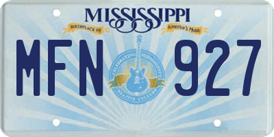 MS license plate MFN927