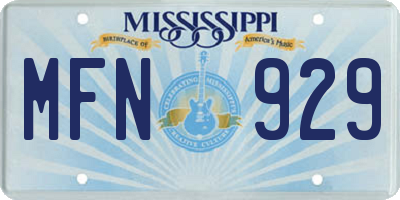MS license plate MFN929
