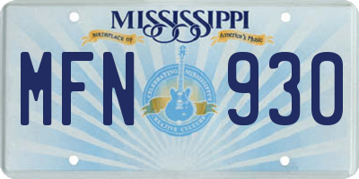 MS license plate MFN930