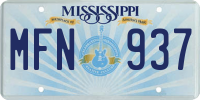 MS license plate MFN937