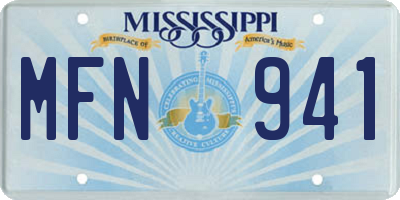 MS license plate MFN941