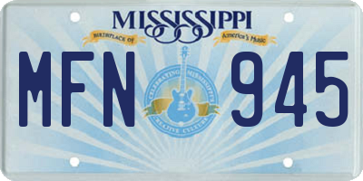 MS license plate MFN945