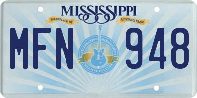 MS license plate MFN948