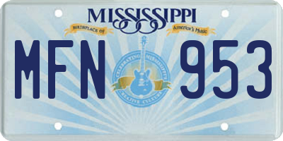 MS license plate MFN953