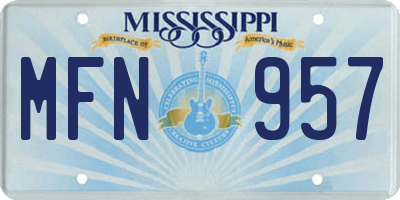 MS license plate MFN957