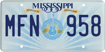 MS license plate MFN958