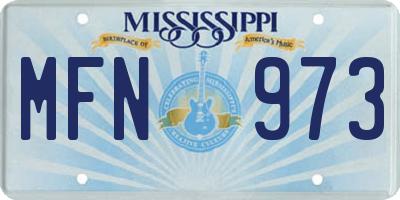 MS license plate MFN973