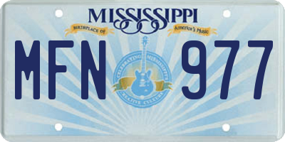 MS license plate MFN977