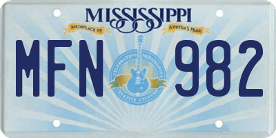 MS license plate MFN982