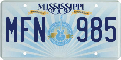 MS license plate MFN985