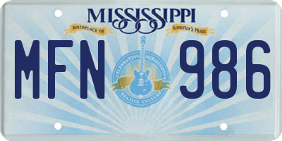 MS license plate MFN986