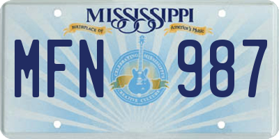 MS license plate MFN987