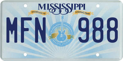 MS license plate MFN988