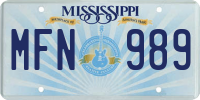 MS license plate MFN989