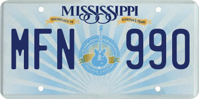 MS license plate MFN990