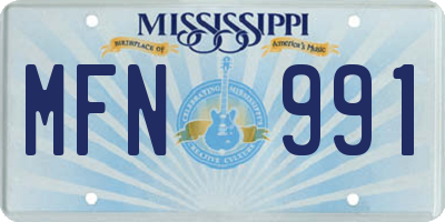 MS license plate MFN991