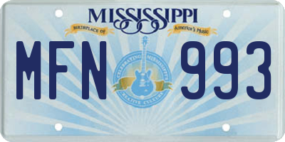 MS license plate MFN993