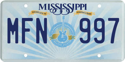 MS license plate MFN997