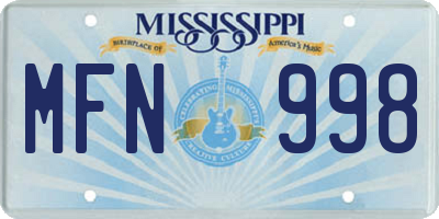 MS license plate MFN998