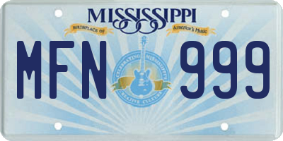 MS license plate MFN999