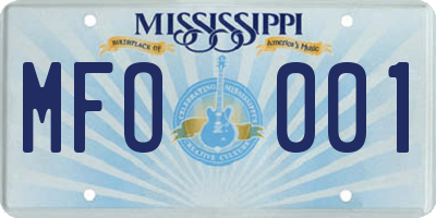 MS license plate MFO001