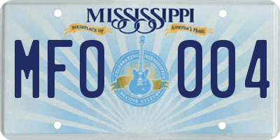 MS license plate MFO004